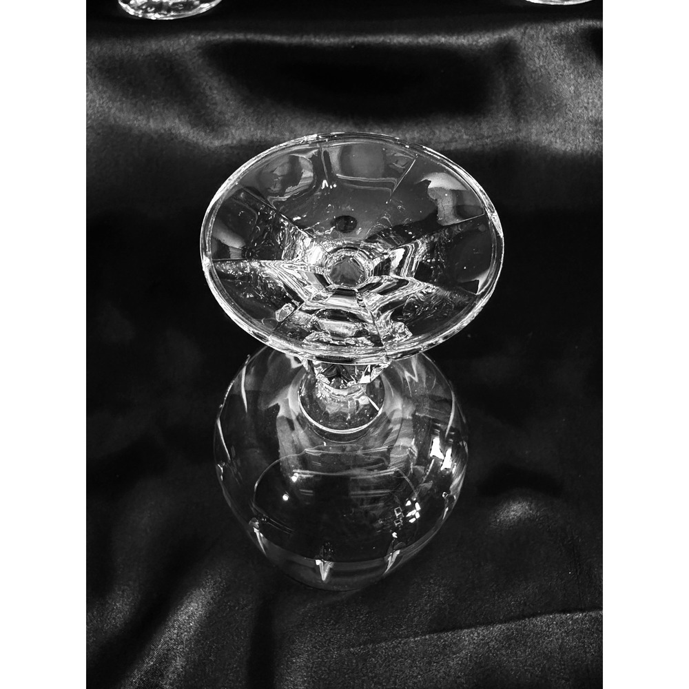 Bohemian Crystal Crystalex Water Goblets Set of 3 Cut Glass Faceted Stem 6 5/8" - Picture 4 of 13